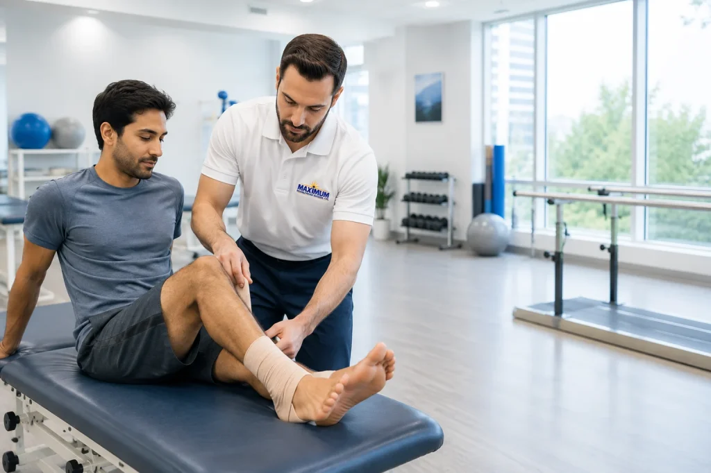 Physical therapy for ankle sprain treatment and rehabilitation