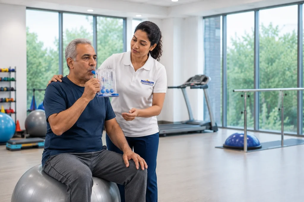 Pulmonary rehabilitation and breathing therapy for COPD