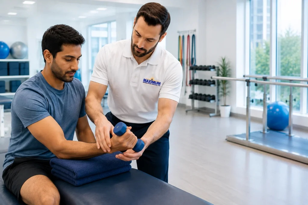 Physical therapy for wrist pain treatment and rehabilitation